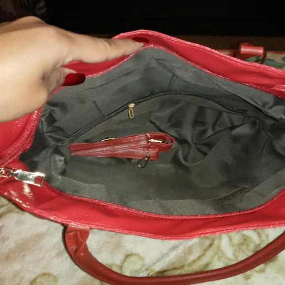 Soft Faux Leather Red Purse - Picture 3 of 5